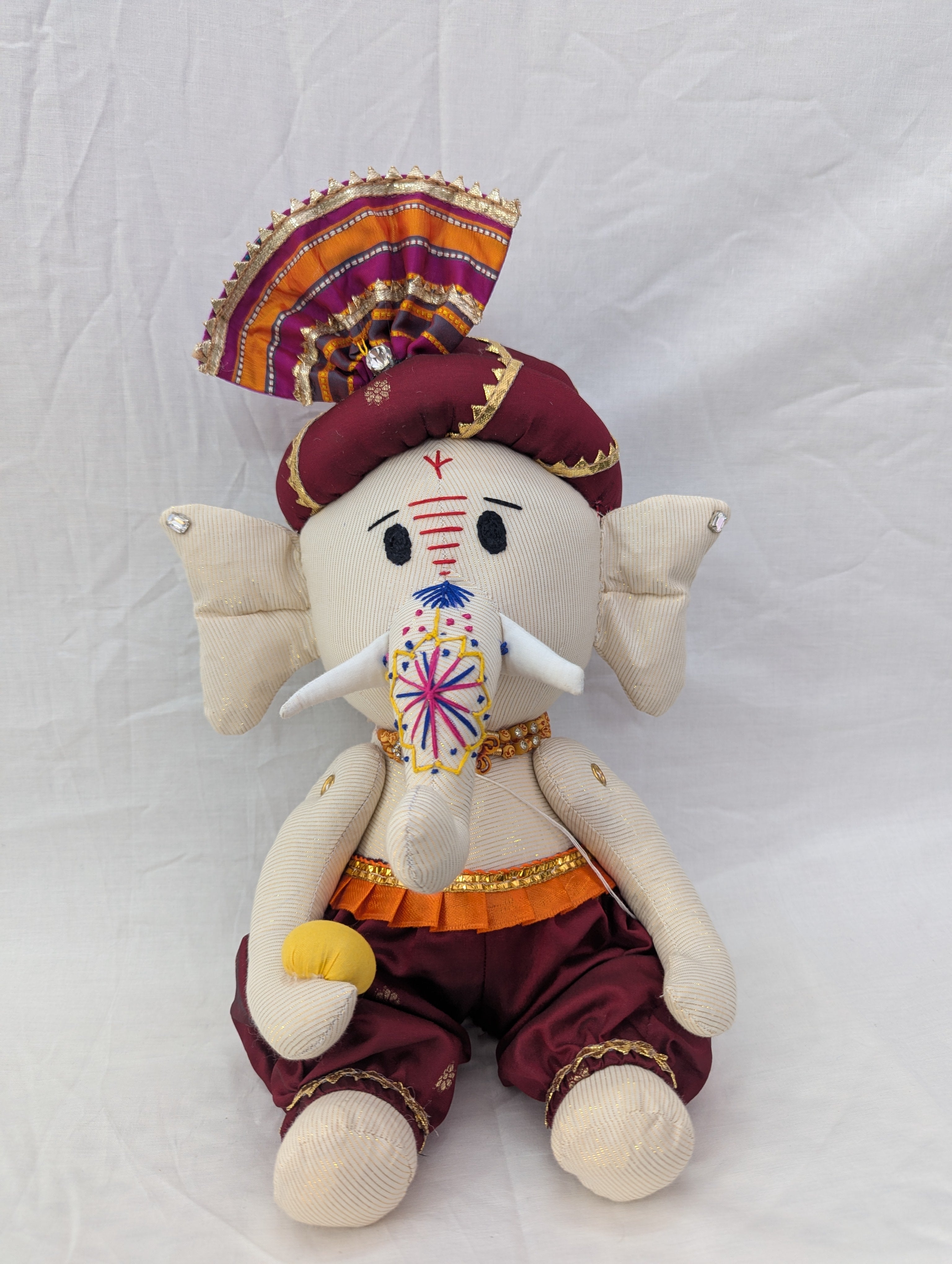 Handmade Cloth Ganesha Idol | Decorative Ganesh Ji Soft Toy | Fabric Stuffed Ganesha Doll for Home Decor & Gift