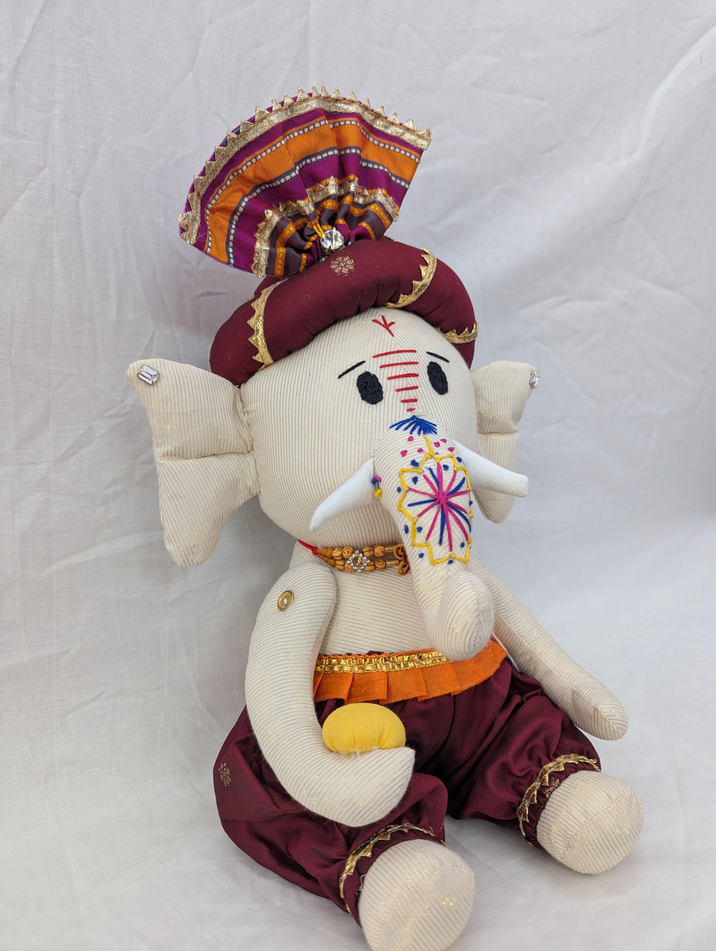 Handmade Cloth Ganesha Idol | Decorative Ganesh Ji Soft Toy | Fabric Stuffed Ganesha Doll for Home Decor & Gift